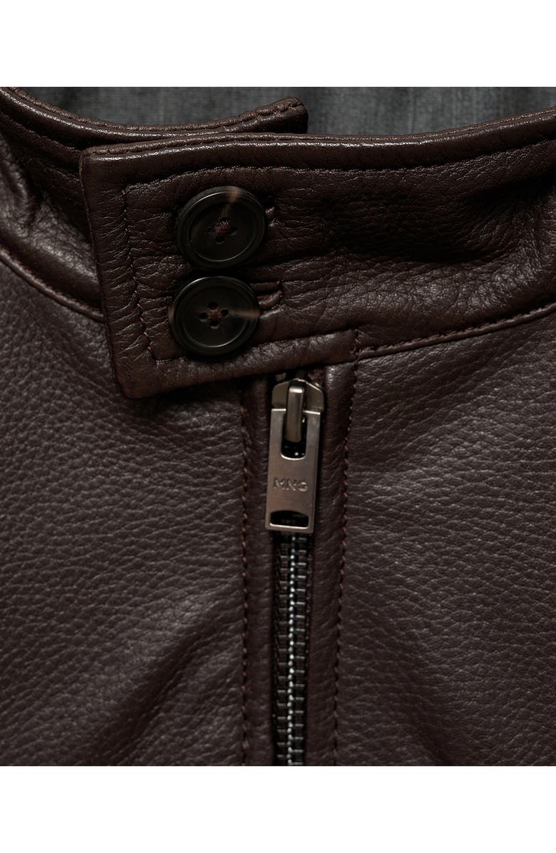 MANGO Leather Biker Jacket, Alternate, color, 