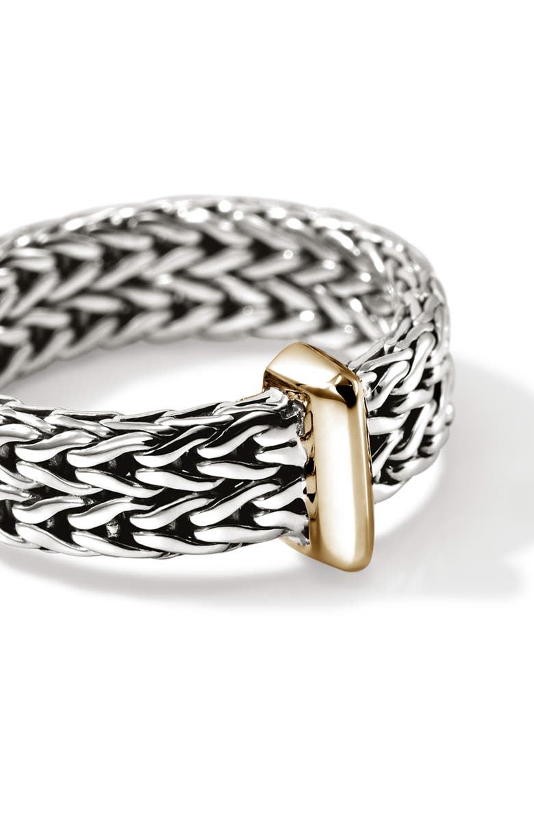 John Hardy Carved Chain Ring, Sterling Silver, Gold, Alternate, color,