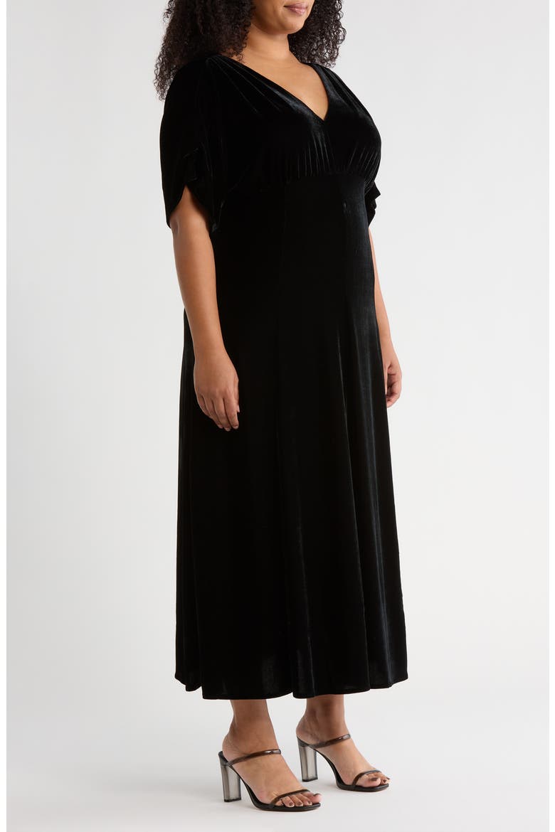 Velvet V-Neck Maxi Dress, Alternate, color, BLACK