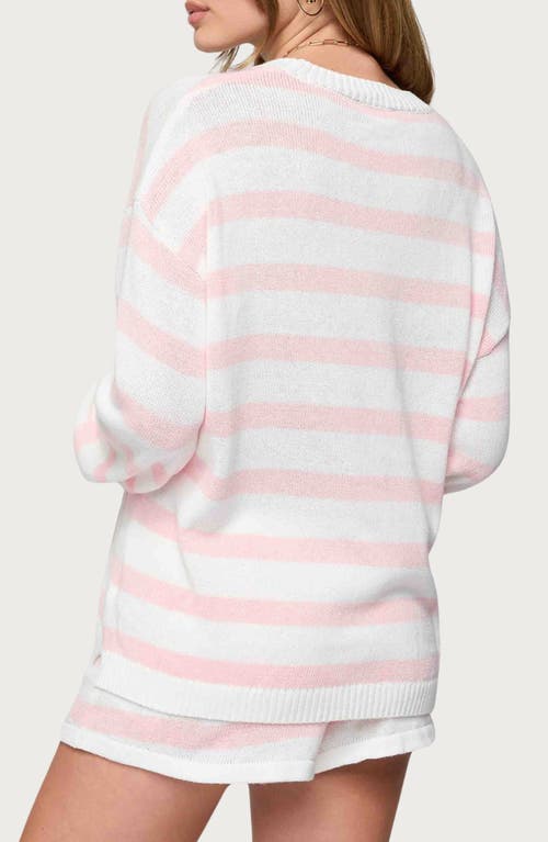 Edikted Amaris Stripe Oversize Sweater In Pink