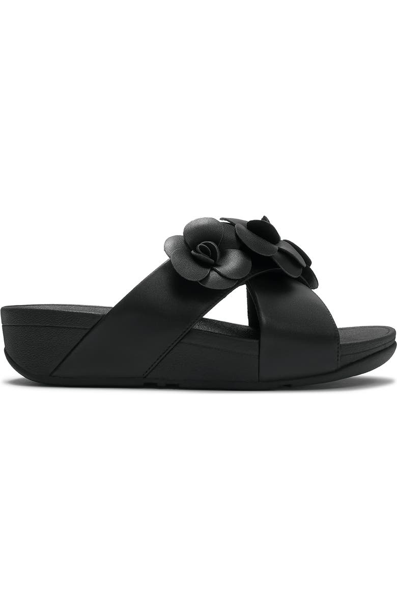 FitFlop Lulu Flower Cross Slides, Alternate, color, Black