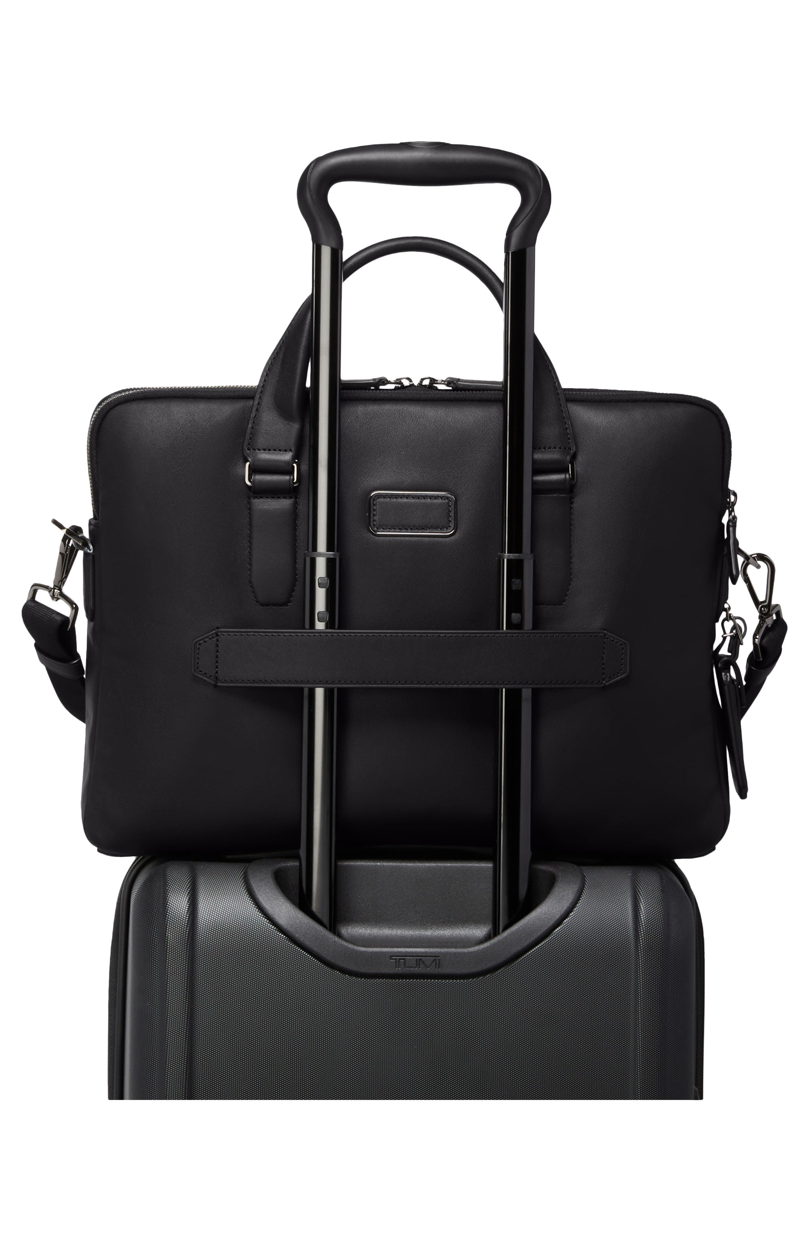TUMI Sycamore Slim Leather Briefcase, Alternate, color, Black Bombe