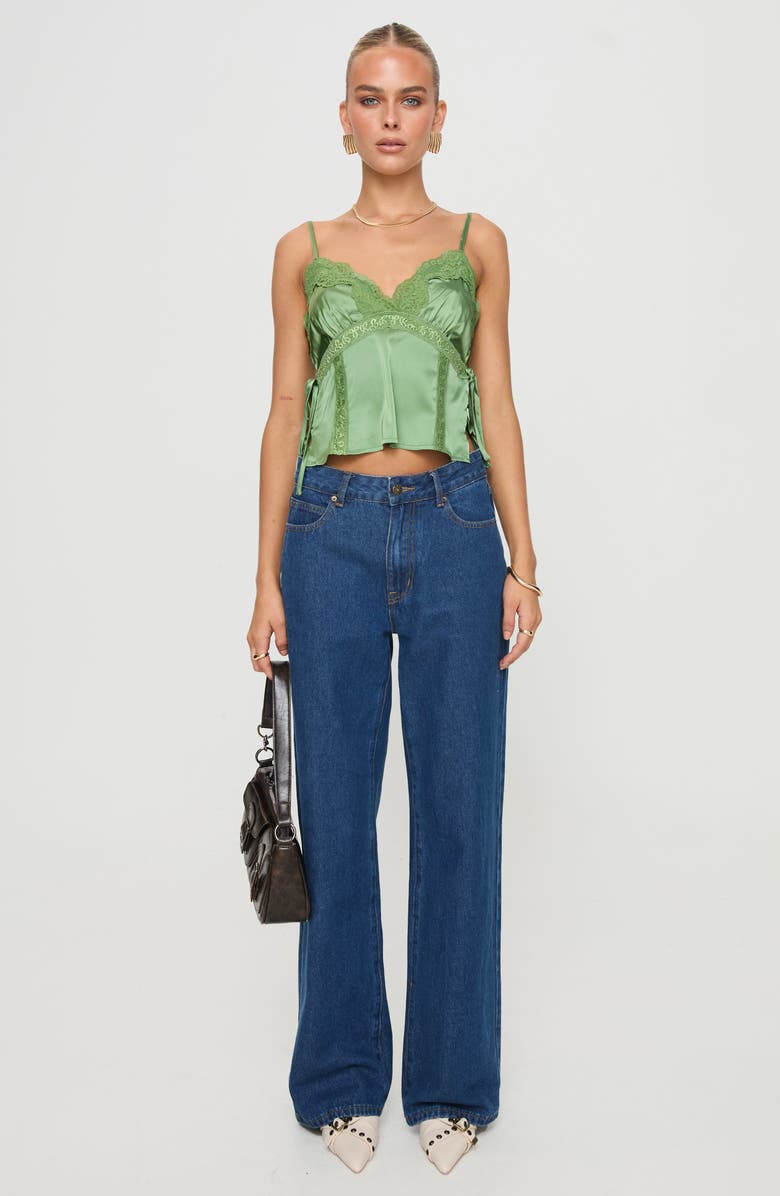 Princess Polly Isolind Satin Lace Trim Camisole, Alternate, color, 