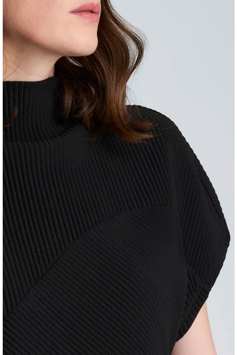 Asymmetric Mock Neck Rib Knit Top, Alternate, color, BLACK