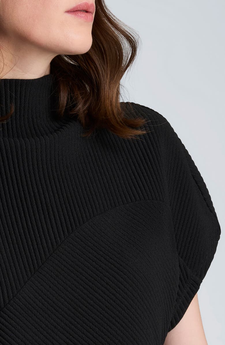 Kenneth Cole Asymmetric Mock Neck Rib Knit Top, Alternate, color, Black