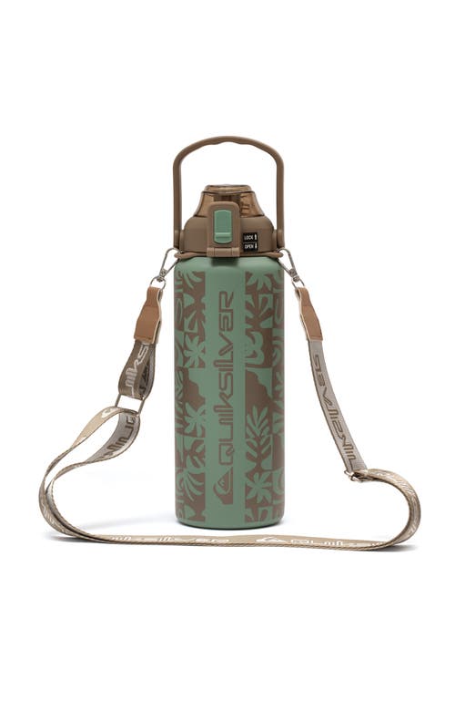 Quiksilver Ventura Double Walled Insulated 30oz Stainless Steel Tumbler With Cross Body Strap In Green