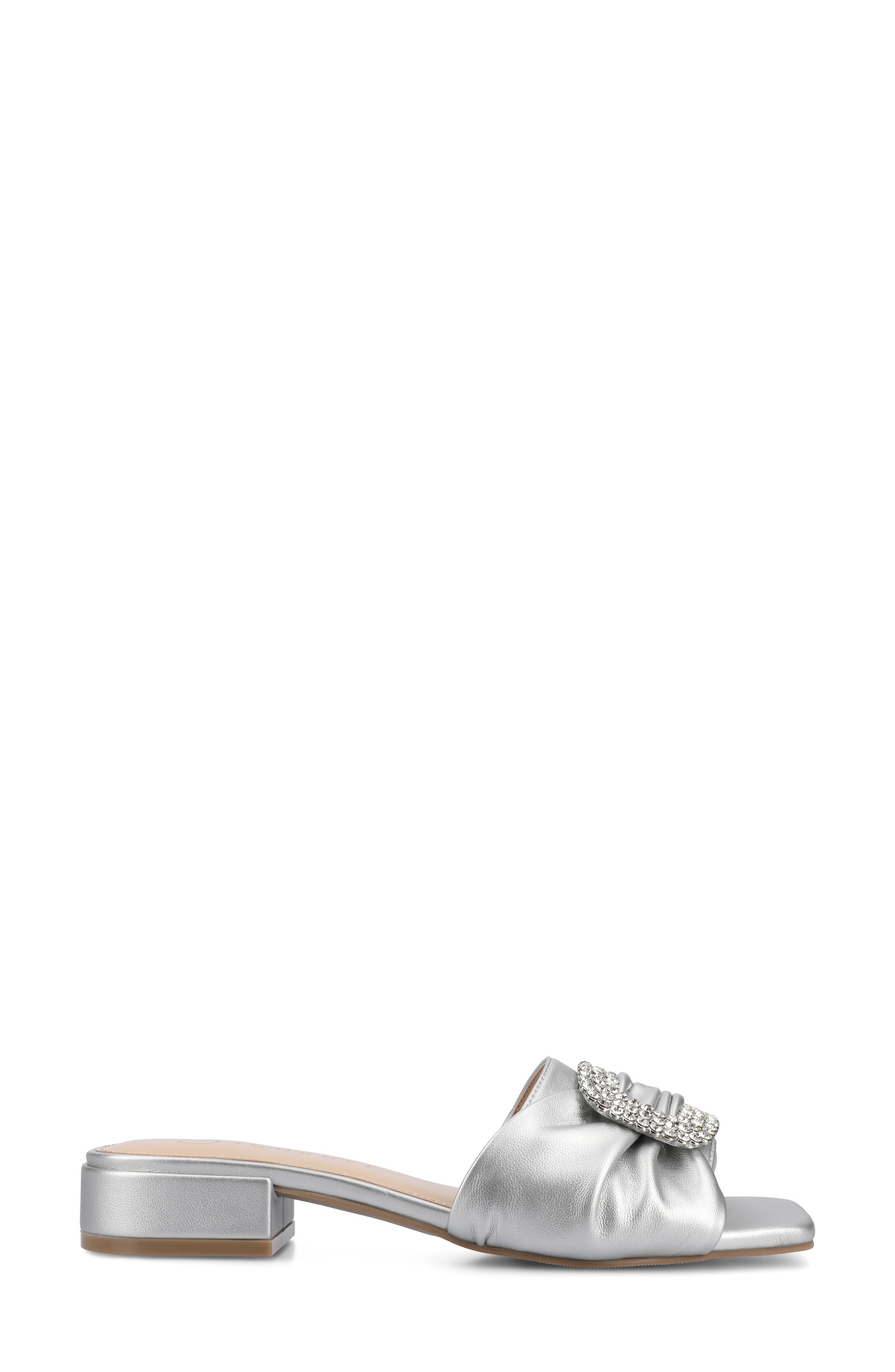 Flavia Rhinestone Buckle Slide Sandal, Alternate, color, SILVER