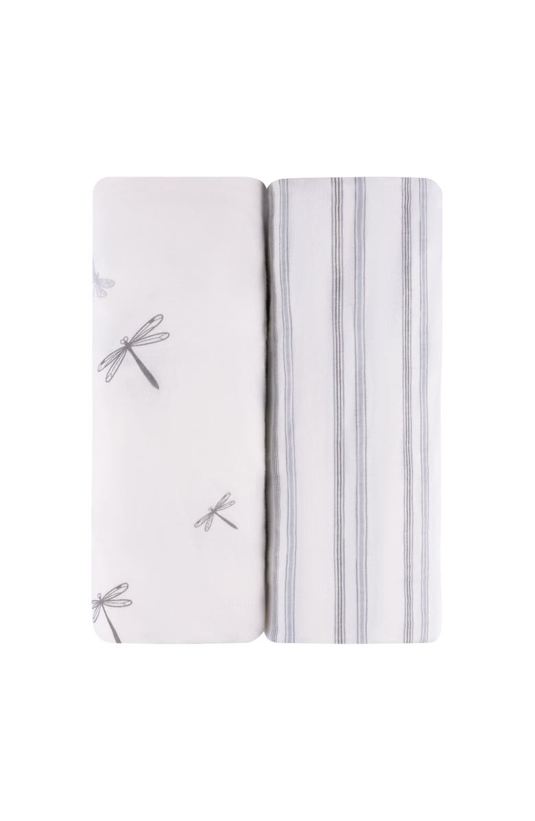 Ely's & Co. Baby Fitted Pack n Play - Mini Crib Sheet 2 Packs, Main, color, Dragonfly & Stripe