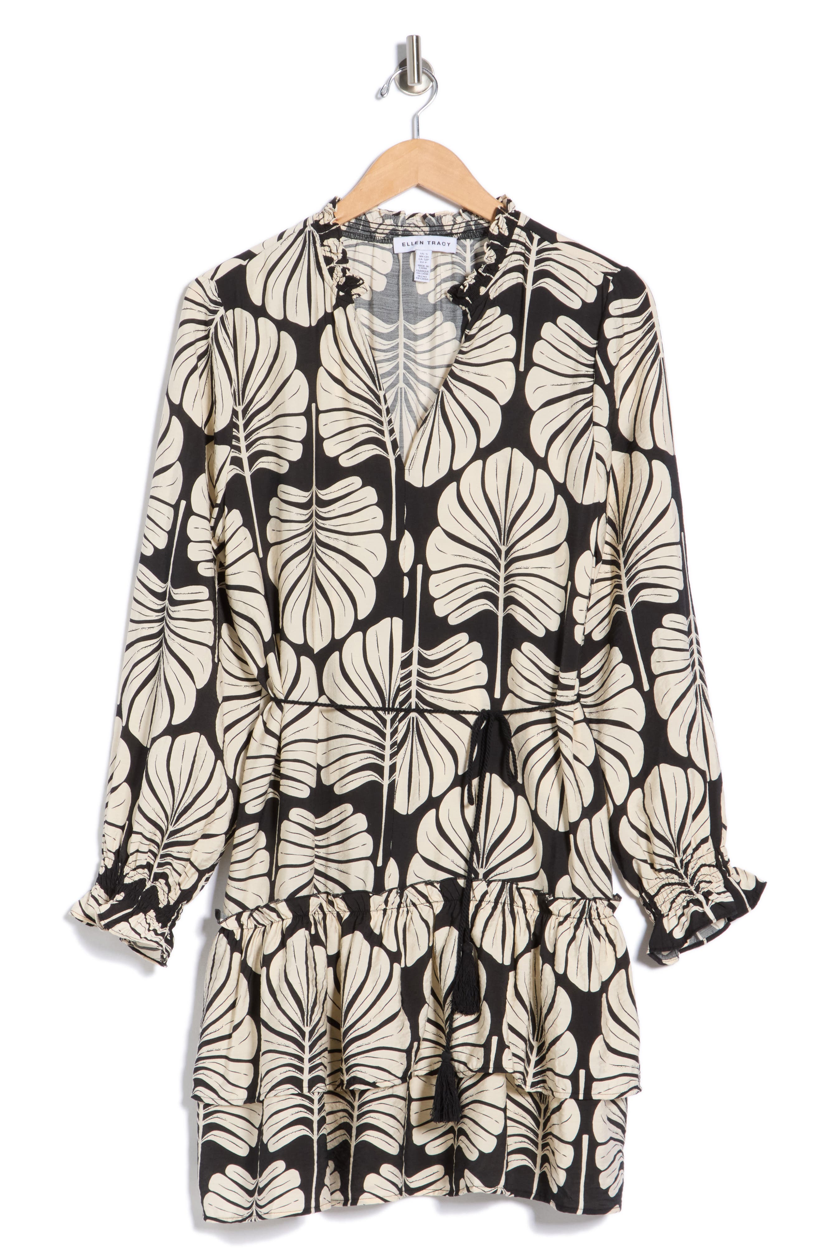 Ellen Tracy V-Neck Long Sleeve Dress