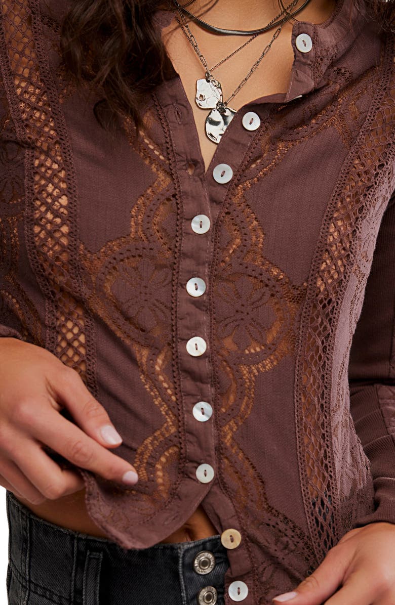 Free People Jae Button-Up Top, Alternate, color, Chicory Coffee