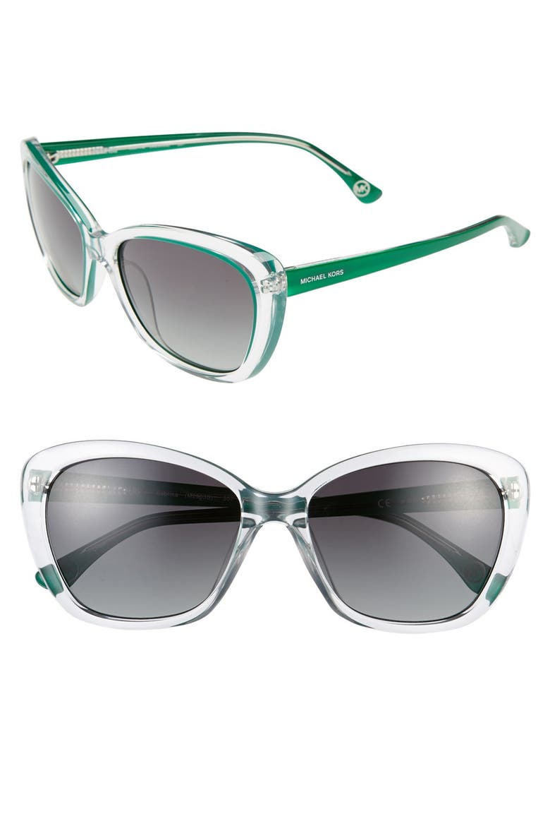 56mm Retro Cat's Eye Sunglasses, Main, color, FOREST GREEN