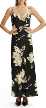 Bardot Capri Floral Print Satin Slipdress