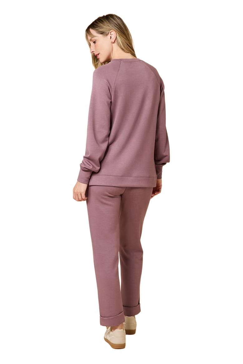 Athleisure Crewneck and Crop Pant Set, Alternate, color, Driftwood