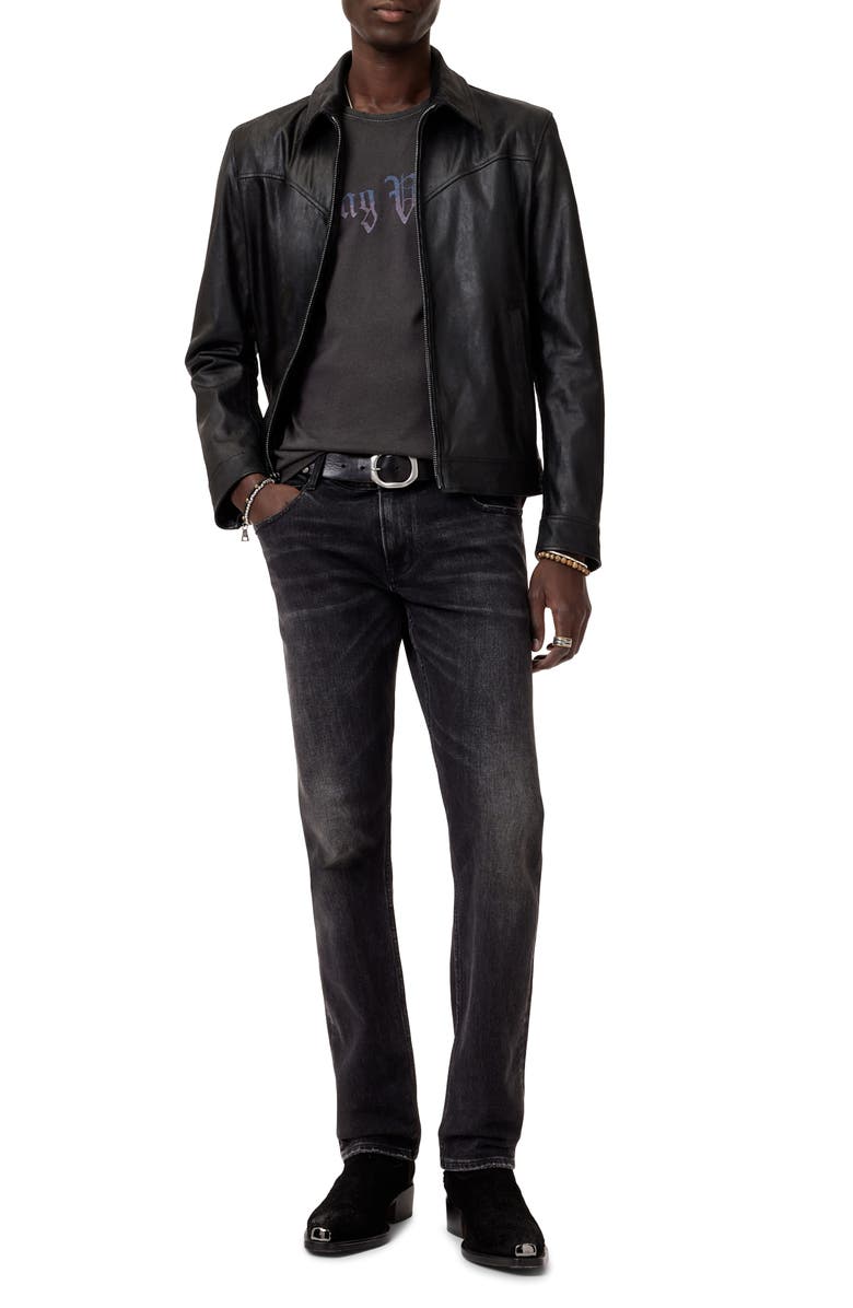 John Varvatos Sling Vinyl Embroidered Organic Cotton T-Shirt, Alternate, color, Charcoal