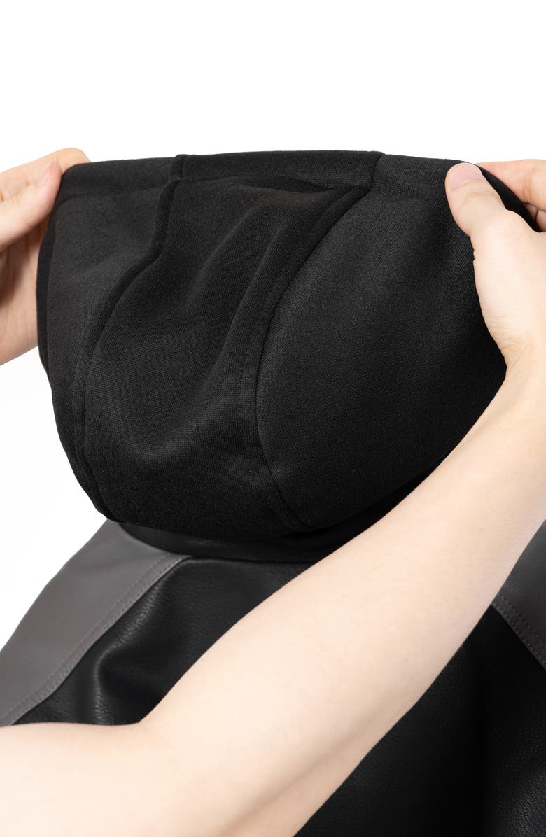 XRAY Kids' Hooded Faux Shearling Lined Faux Leather Moto Jacket, Alternate, color, Black/Charcoal