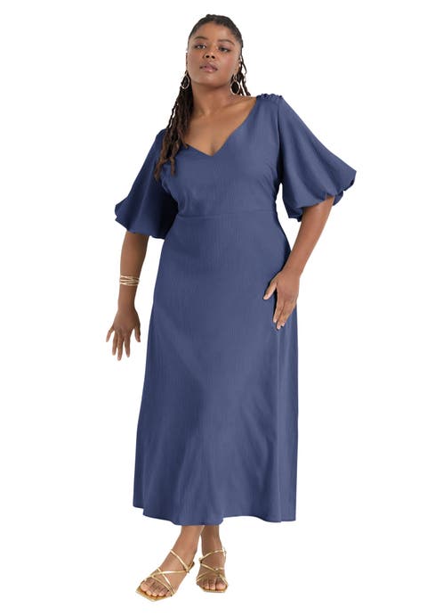 Puff-Sleeve Babydoll Maxi Dress