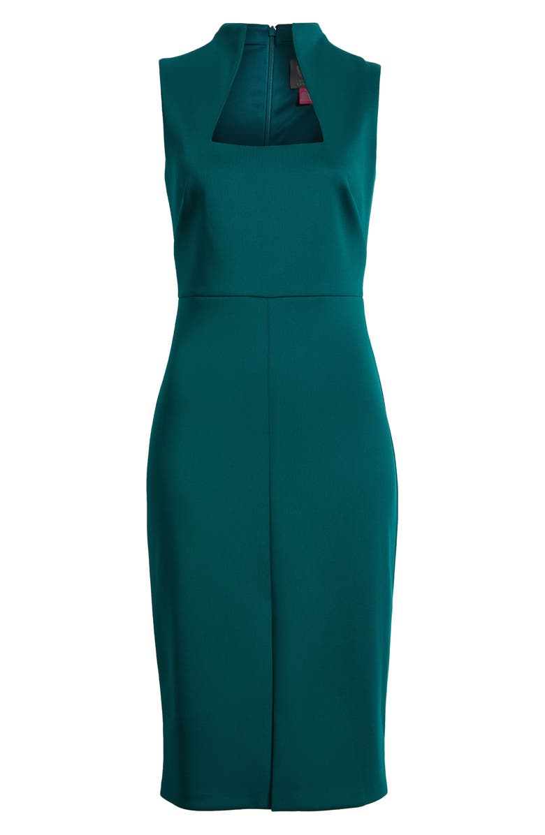 Vince Camuto Laser Cut Scuba Crepe Sheath Dress, Alternate, color, Pine