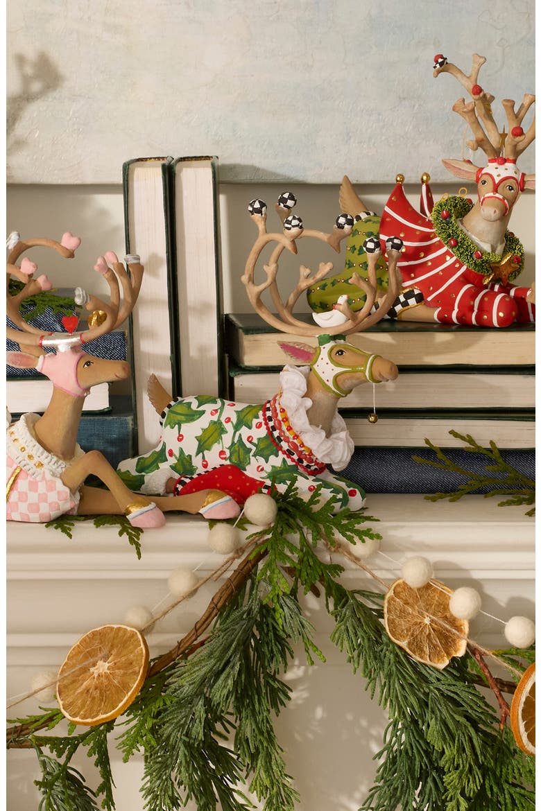 Patience Brewster Dash Away Reindeer Ornament, Alternate, color, GREEN