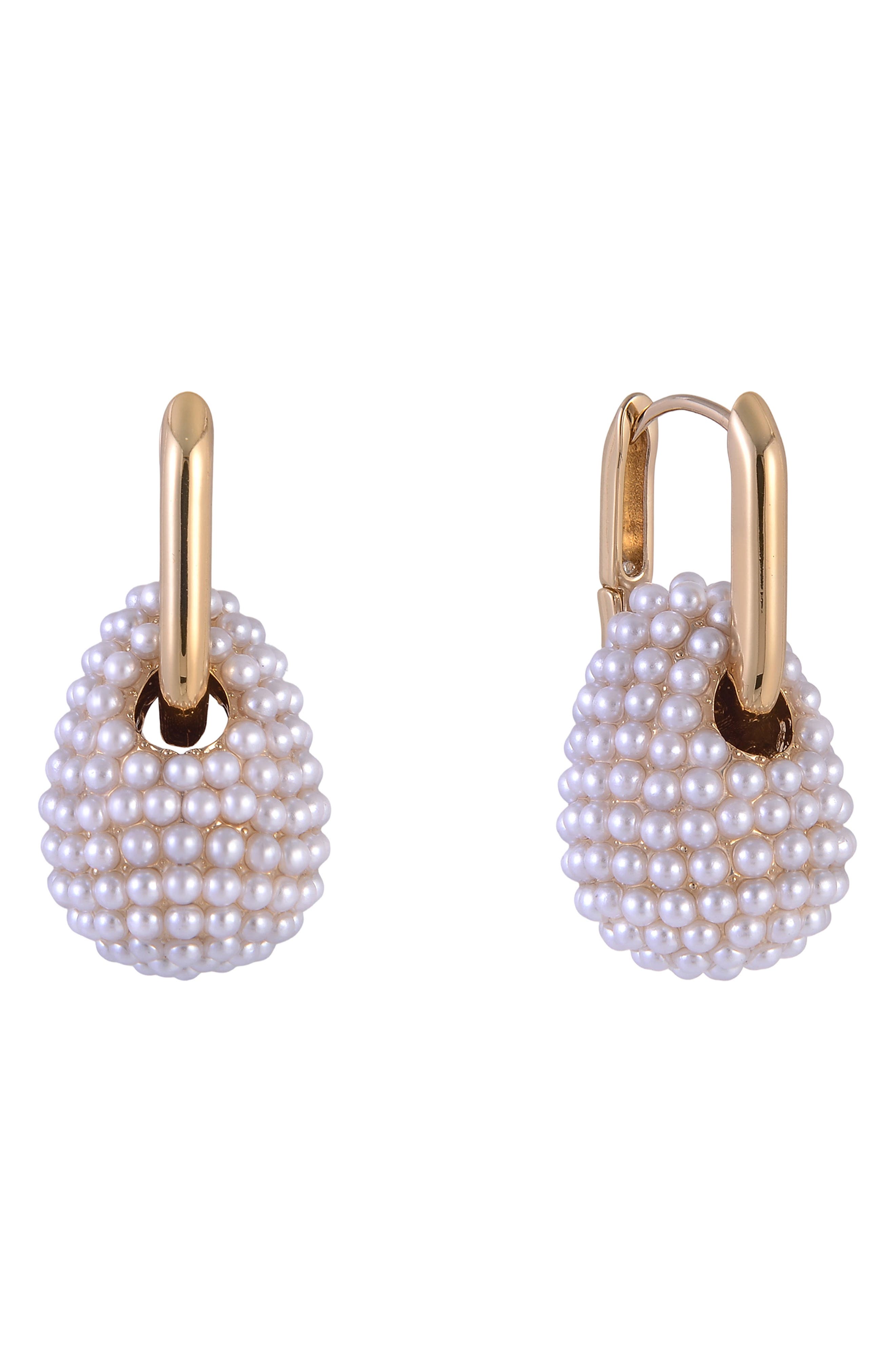 Laundry by Shelli Segal Faux Pearl Drop Huggie Hoop Earrings