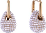 Laundry by Shelli Segal Faux Pearl Drop Huggie Hoop Earrings