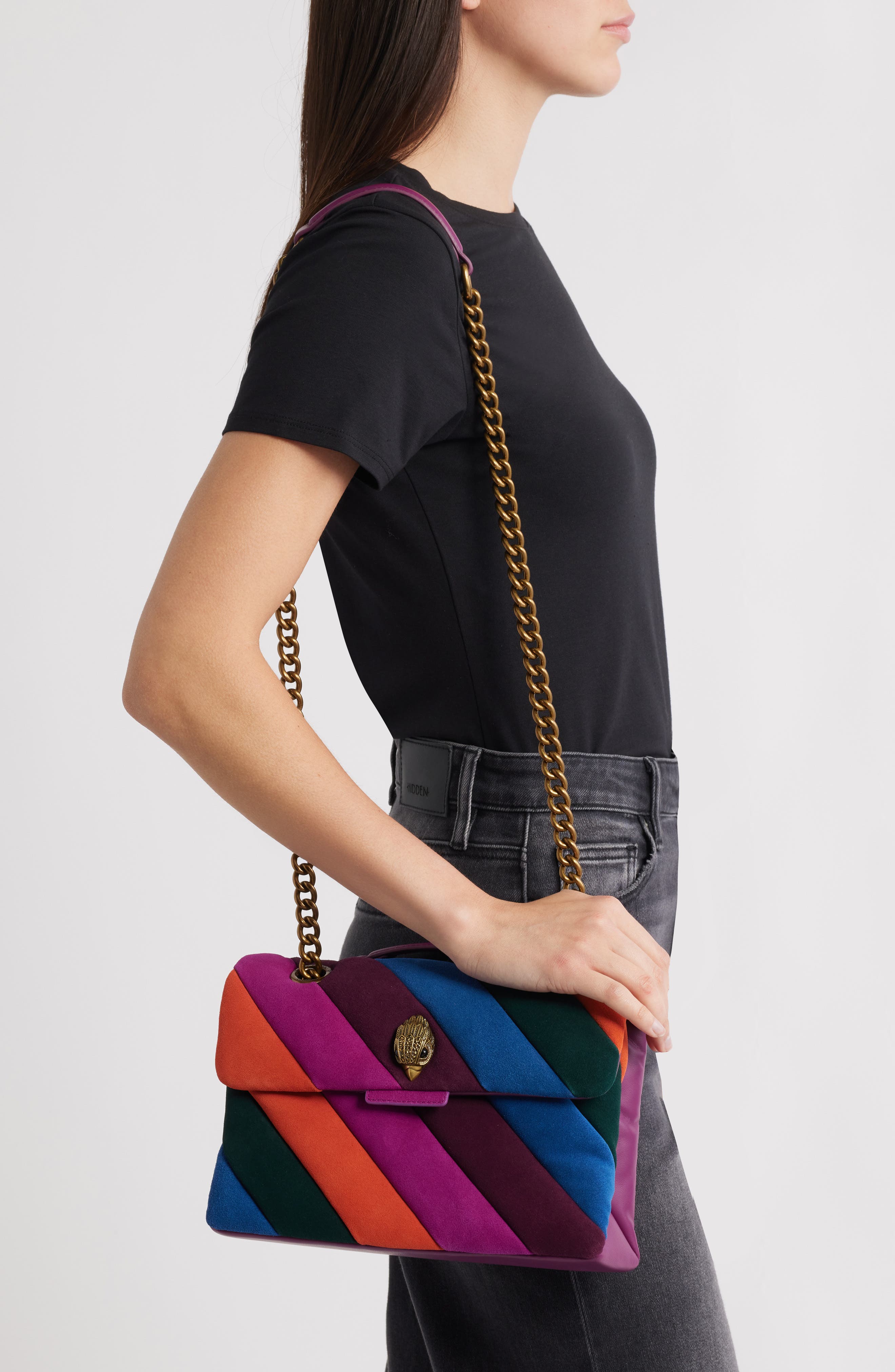 Kurt Geiger London Soho Quilted Suede Shoulder Bag, Alternate, color, 