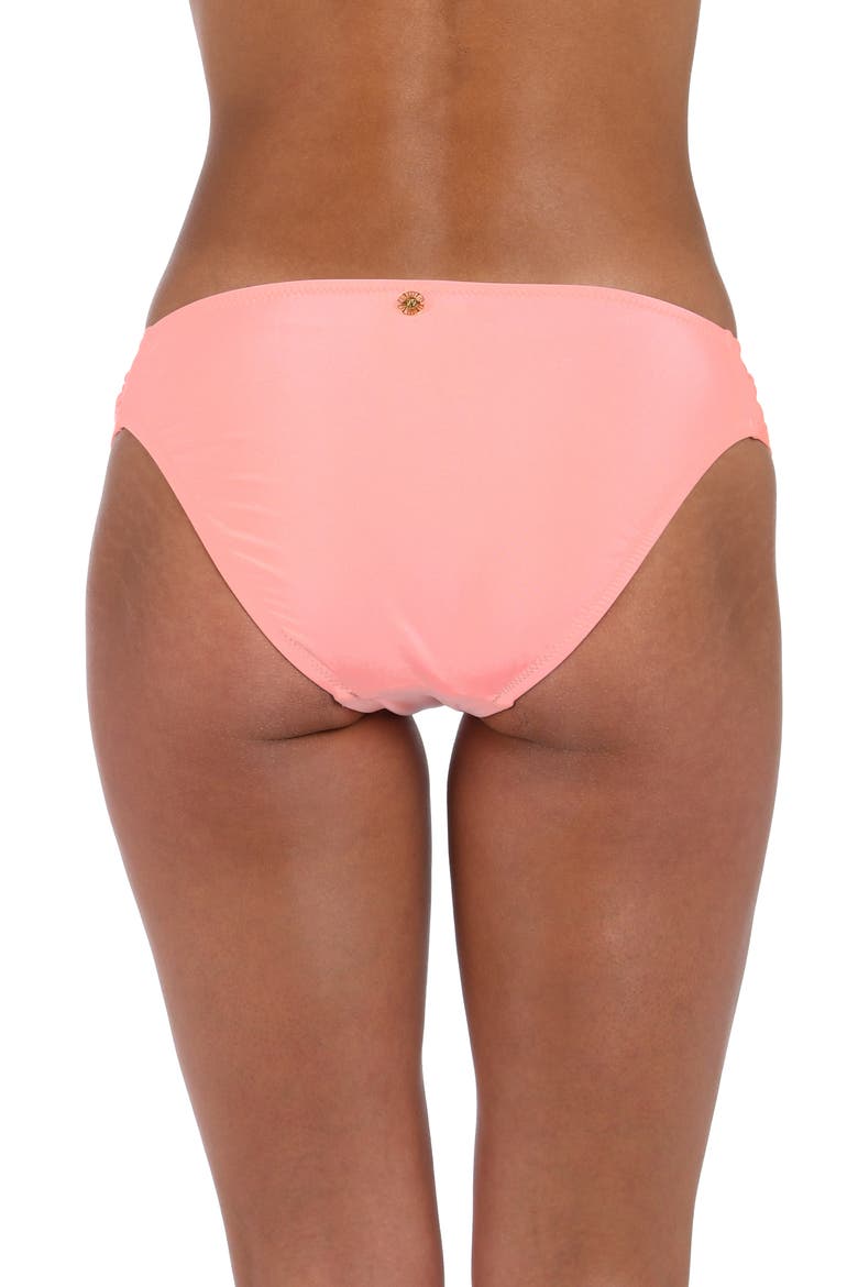 Solids Shirred Side Bikini Bottoms, Alternate, color, BLOSSOM