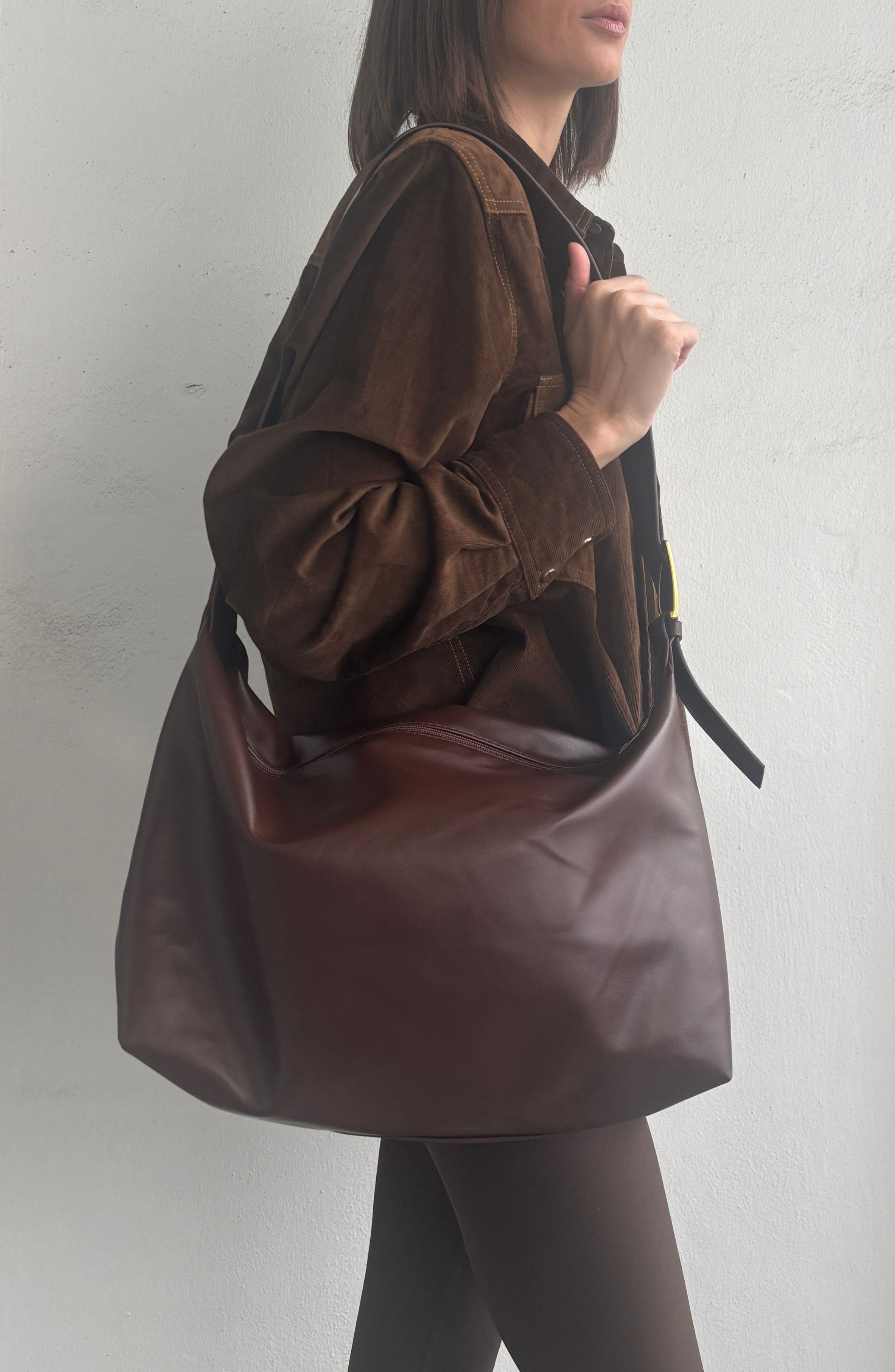 Adornia Faux Leather Shoulder Bag, Alternate, color, Brown