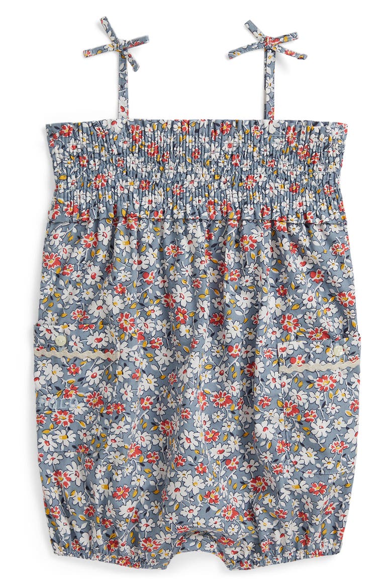 Floral Smocked Bodice Cotton Poplin Romper, Main, color, LYDSTON FLORAL