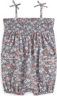 Ralph Lauren Floral Smocked Bodice Cotton Poplin Romper