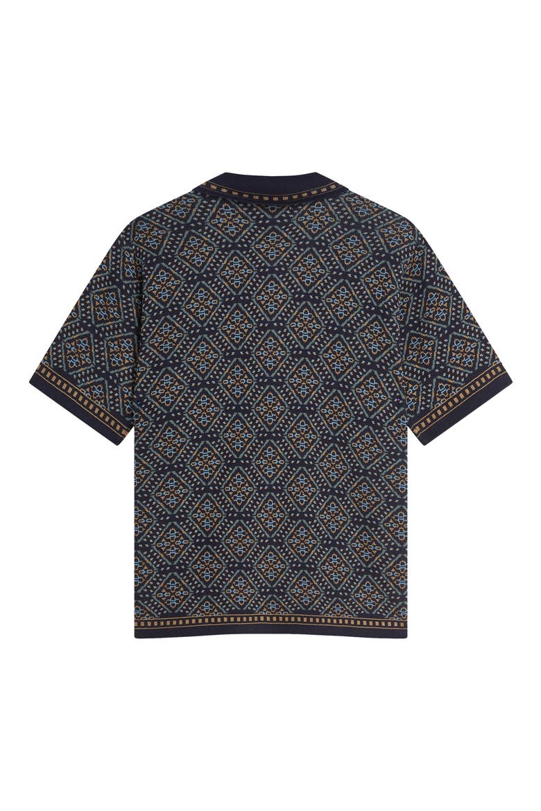 Jacquard Short Sleeve Button-Up Shirt, Alternate, color, SOFT GEO SKY CAPTAIN