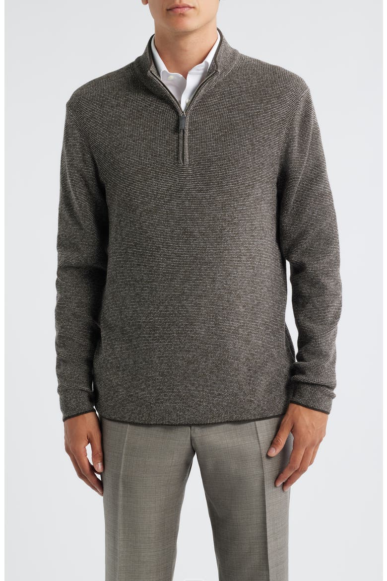 Daulac Quarter Zip Pullover, Main, color, BROWN