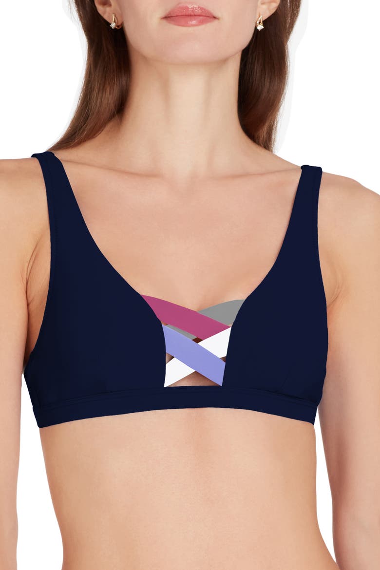 Martinique Bandage Bikini Top, Alternate, color, Navy blue