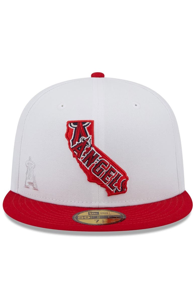 New Era Men's New Era White/Red Los Angeles Angels State 59FIFTY Fitted Hat, Alternate, color, 