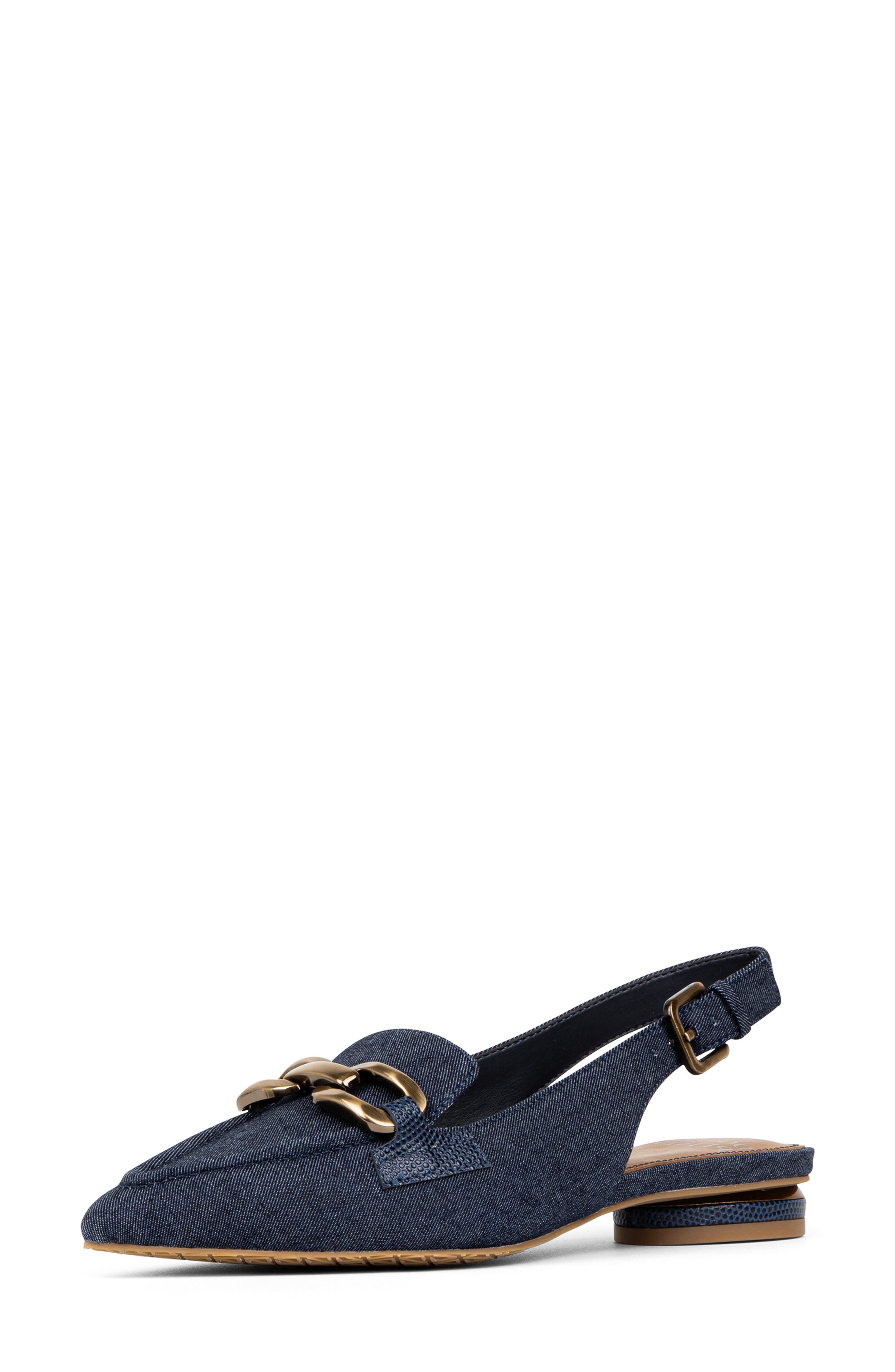 Slingback Chain Loafer, Alternate, color, NAVY