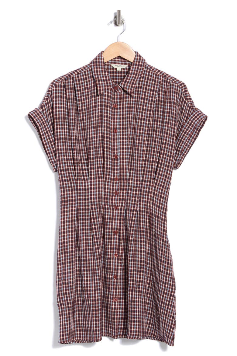 Roll Sleeve Shirtdress, Main, color, RSTNY728-RUST/ NAVY-07728