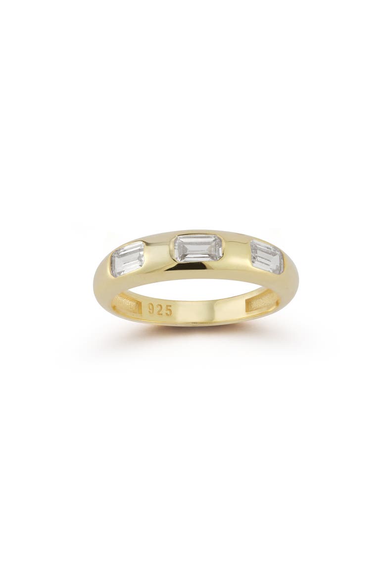 14K Gold Plated Sterling Silver CZ Dome Ring, Main, color, GOLD