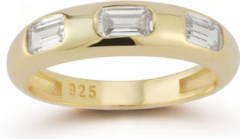 14K Gold Plated Sterling Silver CZ Dome Ring