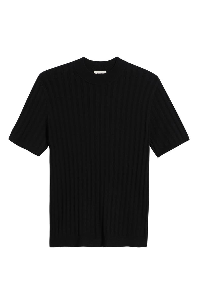 Open Edit Ribbed Short Sleeve Mock Neck Sweater, Alternate, color, 