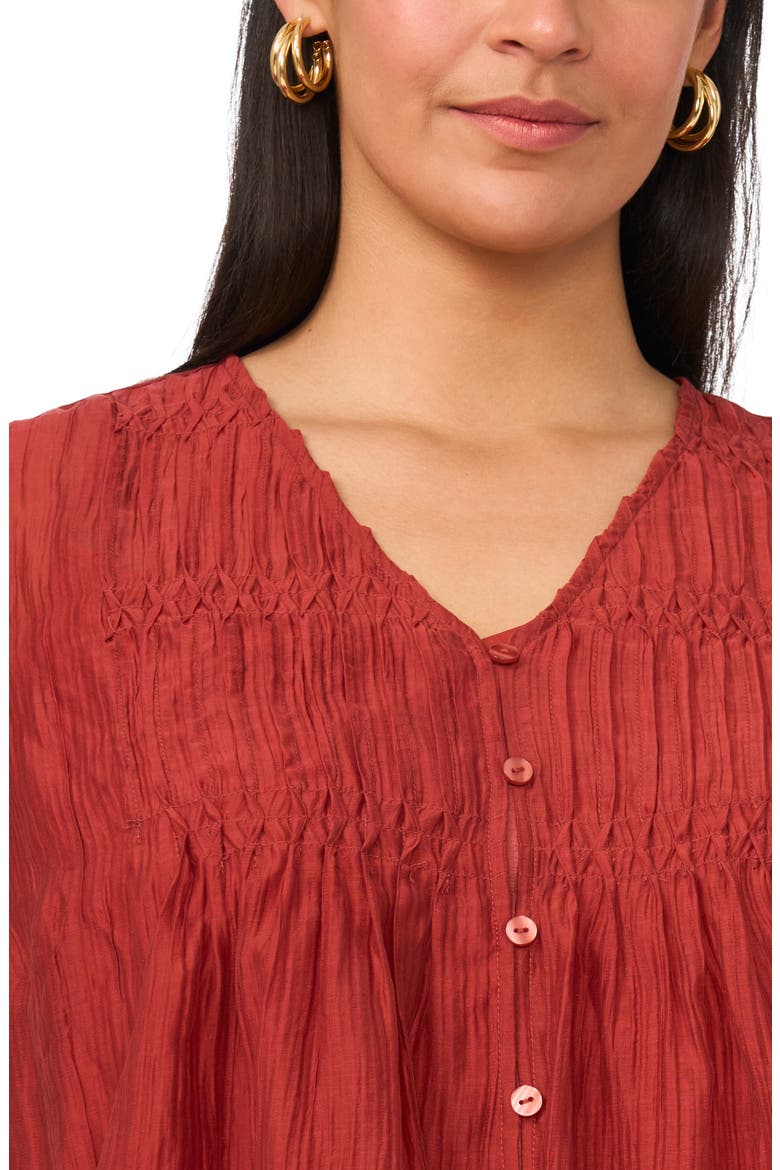 Pleated Ruffle Top, Alternate, color, RUST
