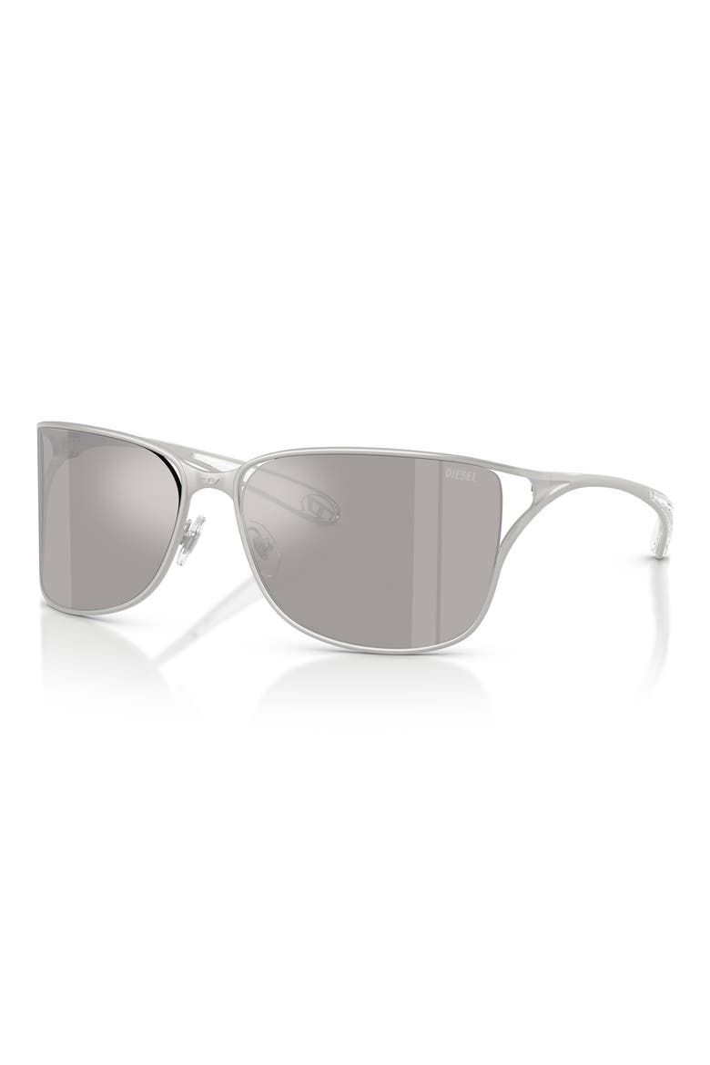 61mm Pillow Sunglasses, Alternate, color, SILVER / IVORY MIRROR SILVER