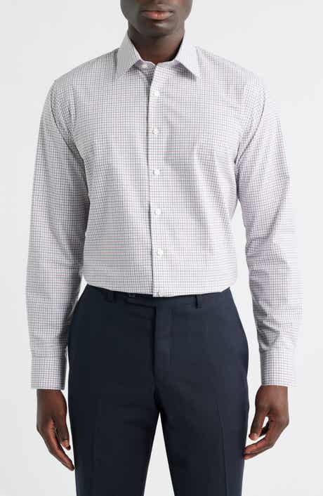 Nordstrom Trim Fit Check Non-Iron Cotton Dress Shirt