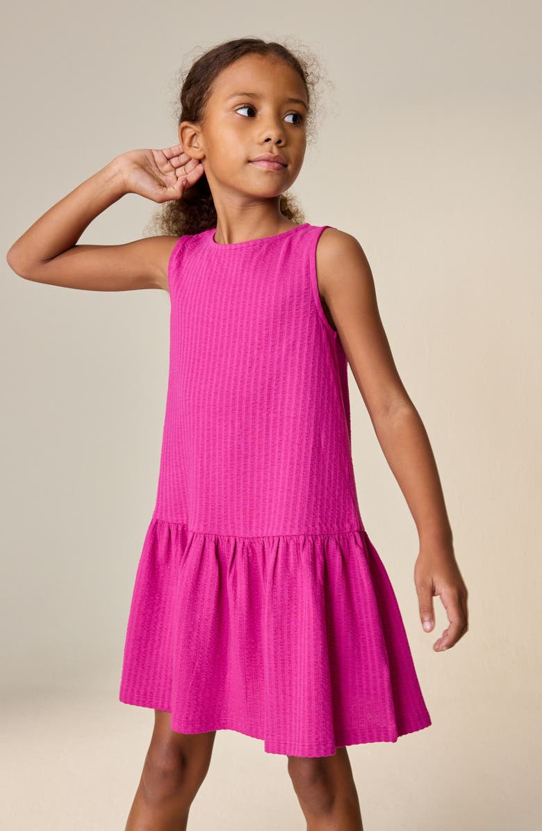 NEXT Kids' Drop Waist Cotton Seersucker Dress, Alternate, color, Purple