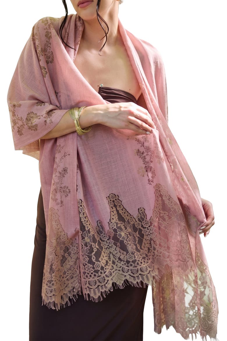 Lace Embellished Scarf, Main, color, PINK