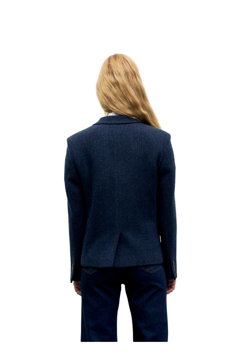 Juliet Herringbone Wool Blazer, Alternate, color, Navy Blue