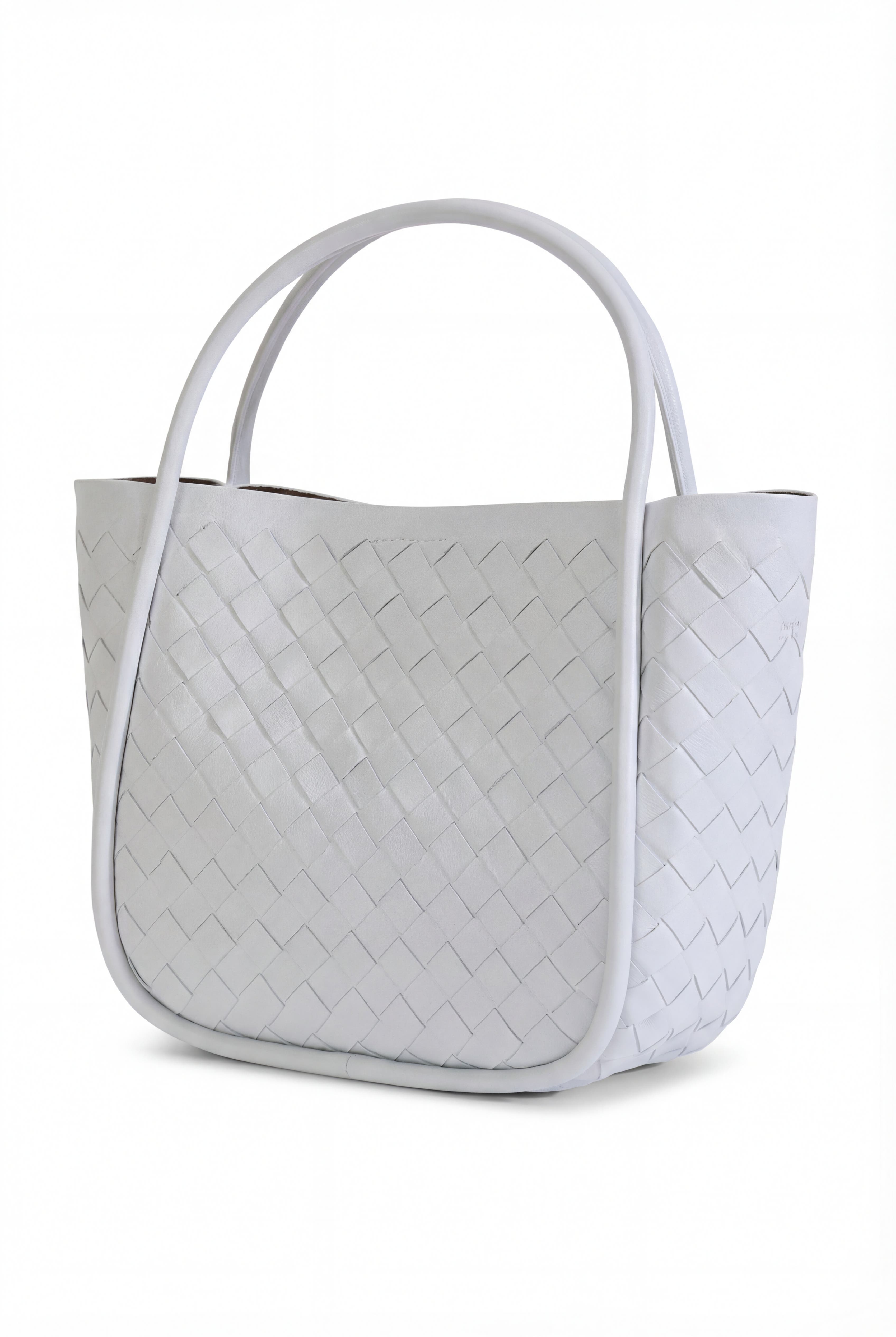 FURNIQ UK Portland Woven Leather Top Handle Bag, Alternate, color, White