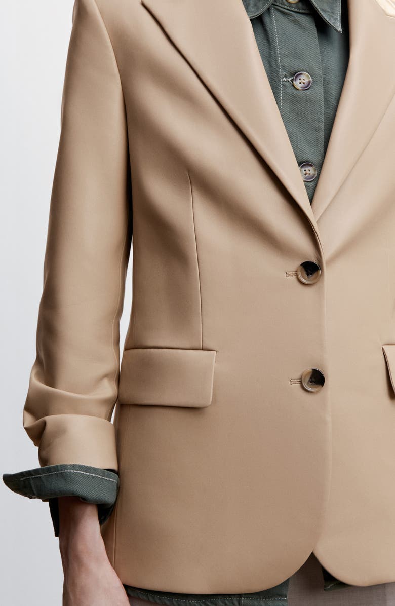 MANGO Peaked Lapel Faux Leather Blazer, Alternate, color, 