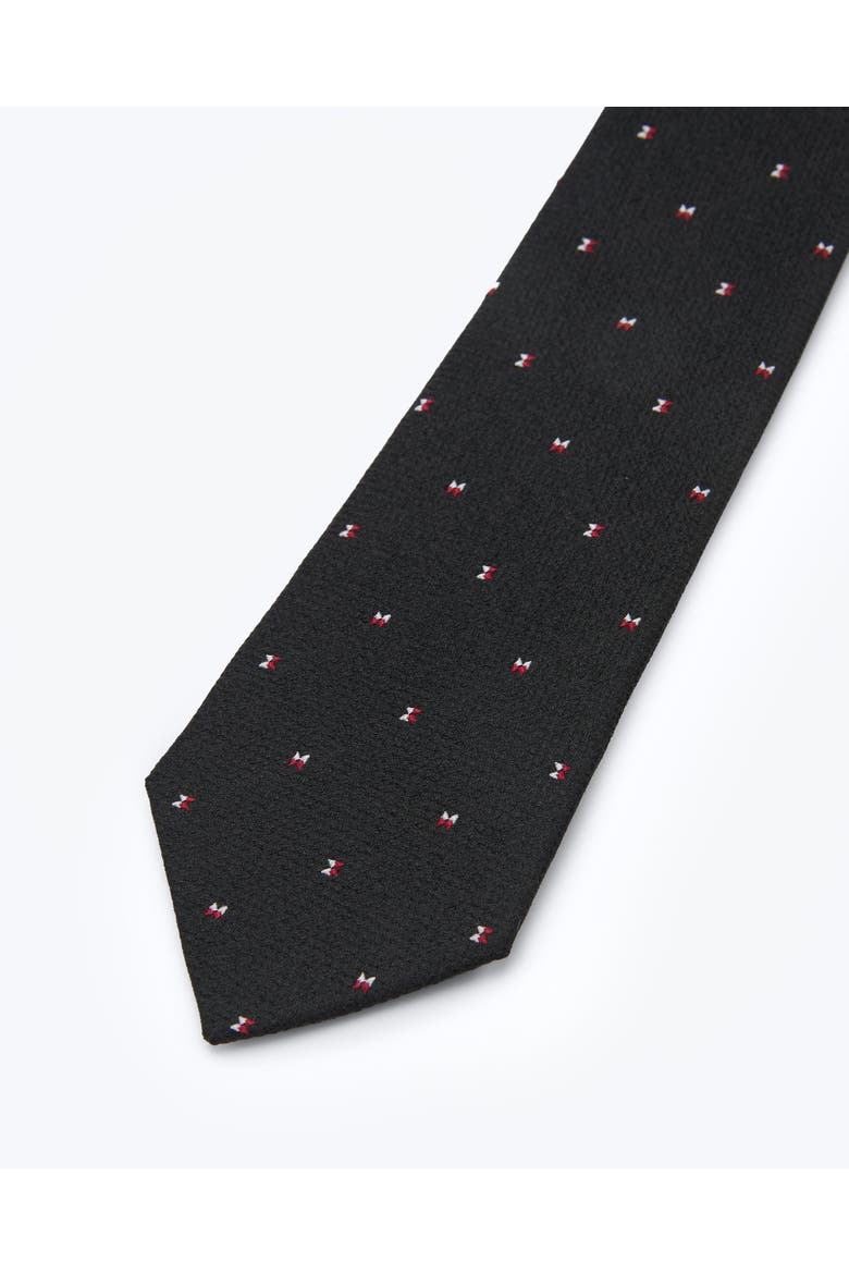Twin Bows Silk Jacquard Tie, Alternate, color, Black