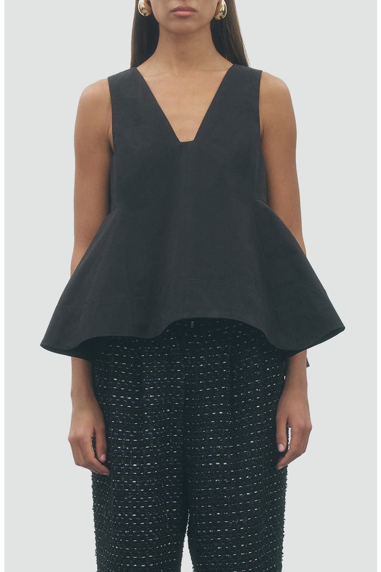 Tory Peplum Cotton Top, Main, color, BLACK