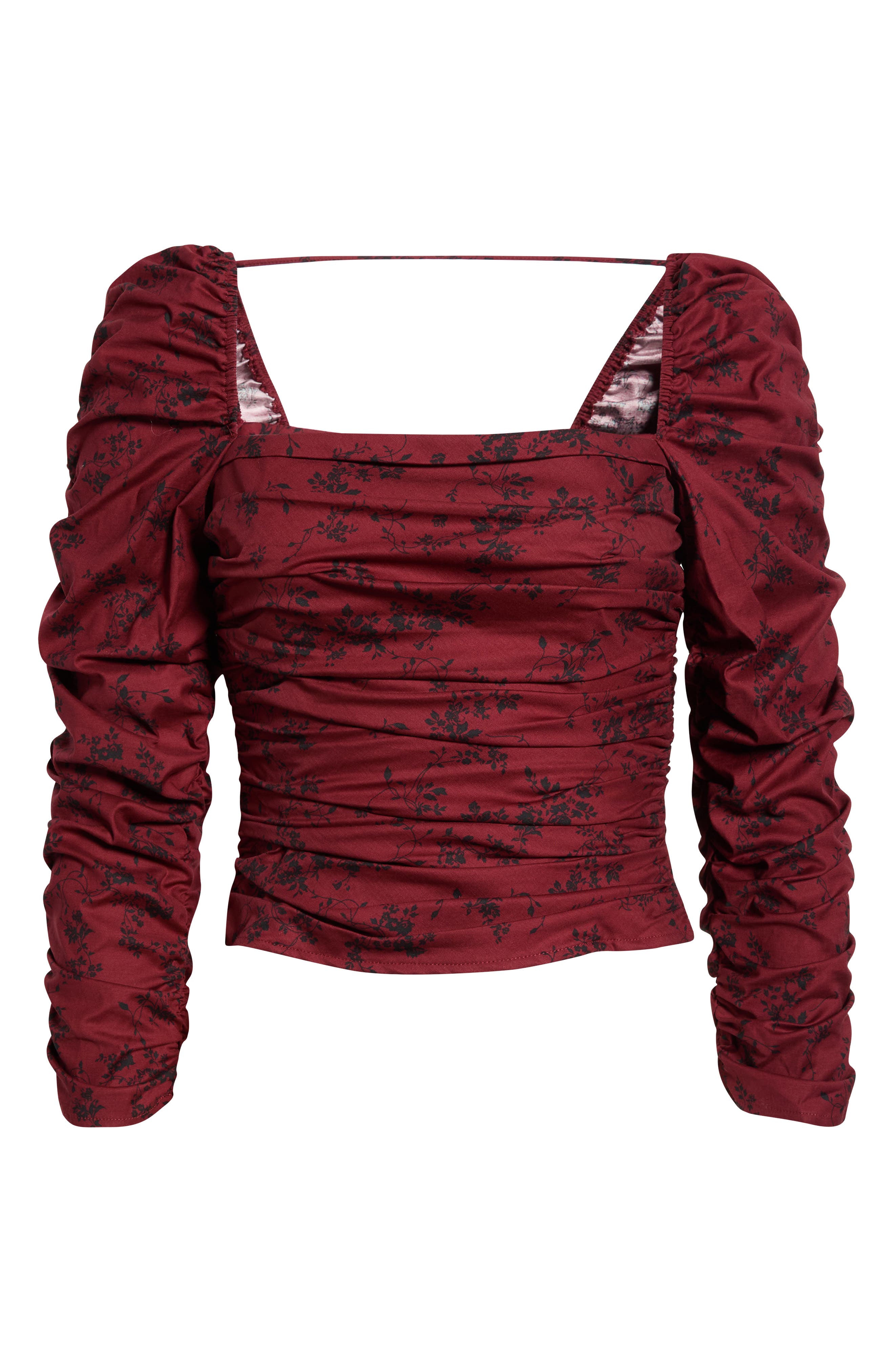 Joi Floral Ruched Square Neck Blouse