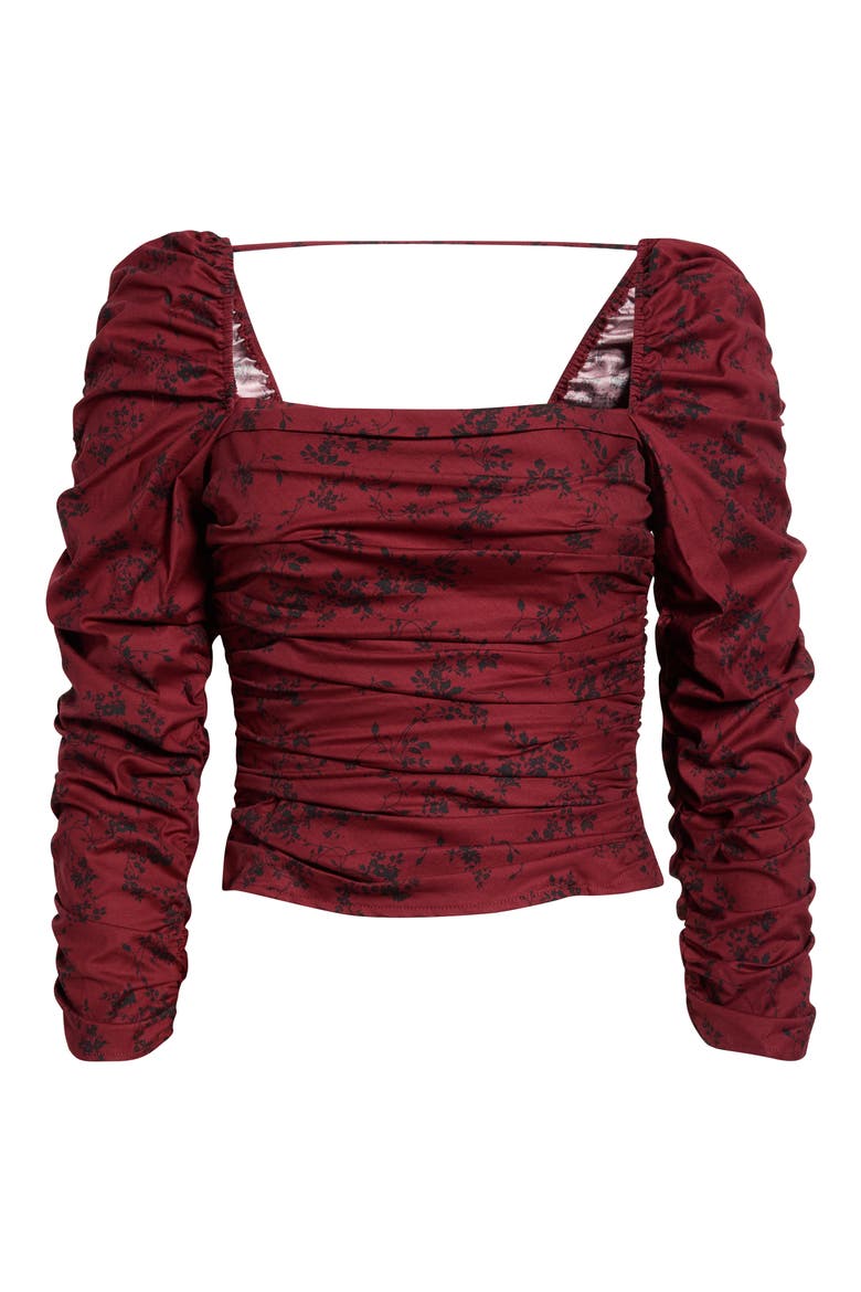 Joi Floral Ruched Square Neck Blouse, Main, color, PARAMOUR